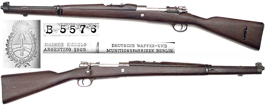 ARGENTINE Model 1909 Mauser bolt-action cavalry carbine B5576 (7.65x54) mfg...